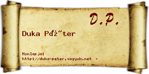 Duka Péter névjegykártya