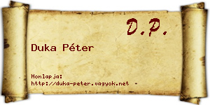 Duka Péter névjegykártya