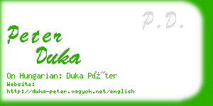 peter duka business card